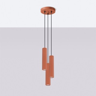 Lampe suspendue KARBON 3P rouge ocre