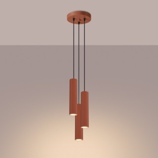 Lampe suspendue KARBON 3P rouge ocre