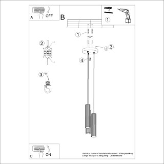 Lampe suspendue KARBON 3P rouge ocre