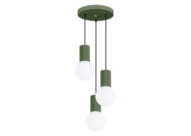 Lampe pendante HALO 3P vert olive