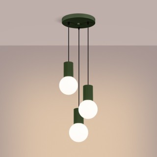 Lampe pendante HALO 3P vert olive