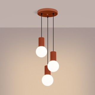 Lampe suspendue HALO 3P rouge ochra