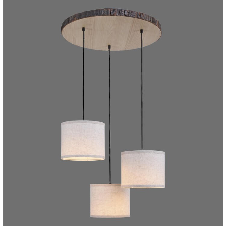 Plafonnier, décor bois, 3xE27/40W, luminaire intérieur, IP20