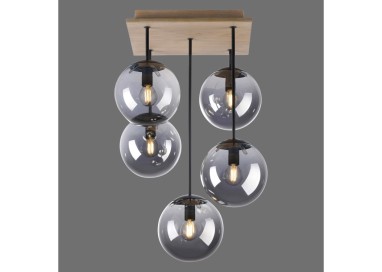 Plafonnier, bois naturel, 5xE14/25W, luminaire intérieur, IP20