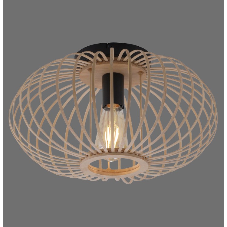 Plafonnier, bois naturel, 1xE27/40W, luminaire intérieur, IP20