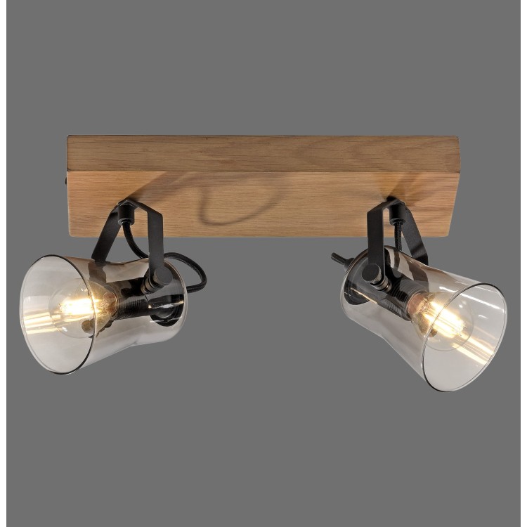 Plafonnier, bois naturel, 2xE14/10W, luminaire intérieur, IP20