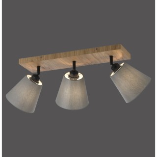 Plafonnier, bois naturel, 3xE27/40W, luminaire intérieur, IP20