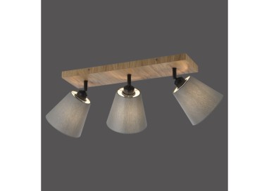 Plafonnier, bois naturel, 3xE27/40W, luminaire intérieur, IP20