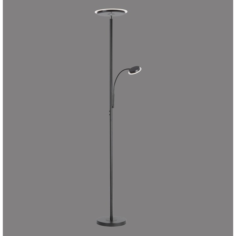 Lampadaire, noir, 1xLED-Board/21,5W/3000K, 1xLED-Board/4W/3000K, luminaire intérieur, IP20