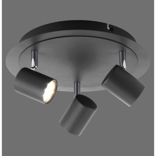 Plafonnier, anthracite, 3xGU10/4,50W/3000K, luminaire intérieur, IP20