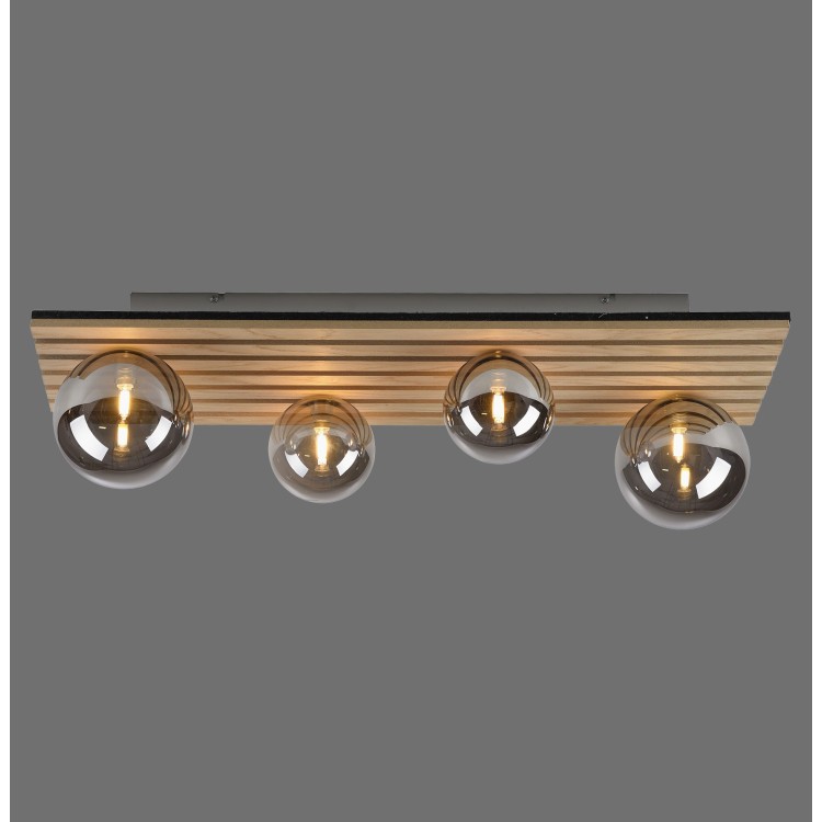Plafonnier, bois naturel, 4xG9/5W, luminaire intérieur, IP20