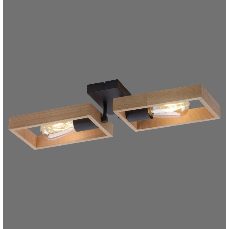 Applique et Plafonnier, noir, 2xE27/60W, luminaire intérieur, IP20