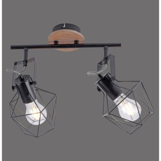 Applique et Plafonnier, bois naturel, 2xE27/60W, luminaire intérieur, IP20