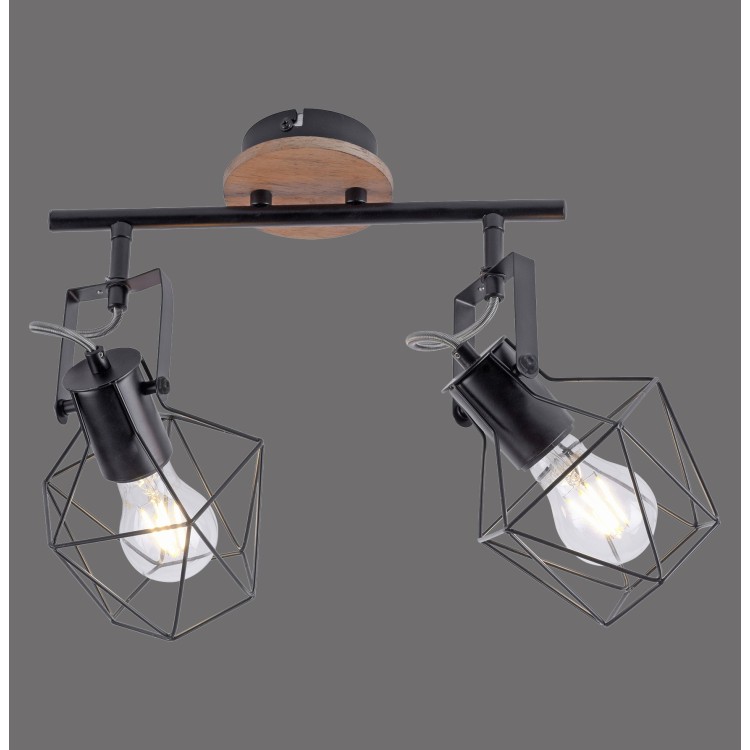 Applique et Plafonnier, bois naturel, 2xE27/60W, luminaire intérieur, IP20