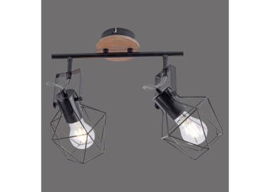 Applique et Plafonnier, bois naturel, 2xE27/60W, luminaire intérieur, IP20