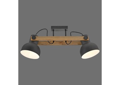 Plafonnier, noir, 2xE27/60W, luminaire intérieur, IP20