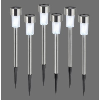 Lampe à piquet, acier, jeu de 6, 1xLED/0,02W/9000K, Lampe solaire, IP44