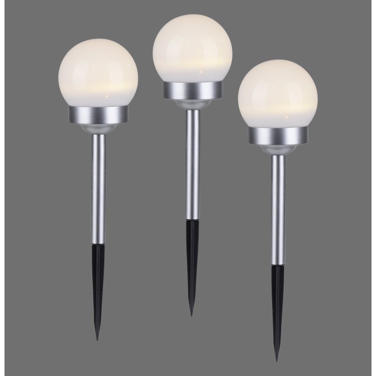 Lampe boule, blanc, set de 3, 1xLED/0,06W/3000K, Lampe solaire, IP44