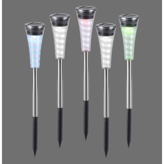 Lampe à piquet, acier, jeu de 5, 1xLED/0,01W/RGBK, Lampe solaire, IP44