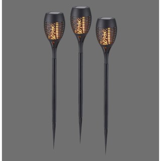 Lampe à piquet, noir, set de 3, 12xLED/0,02W/1600K, Lampe solaire, IP44