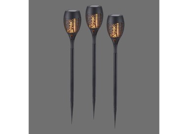 Lampe à piquet, noir, set de 3, 12xLED/0,02W/1600K, Lampe solaire, IP44