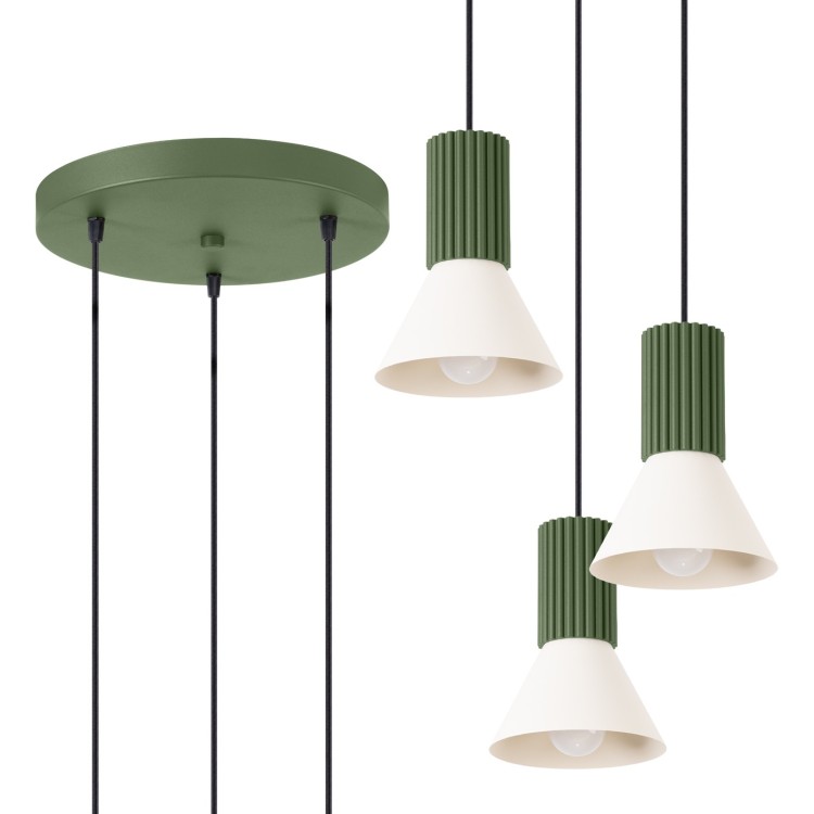 Lampe suspendue ESTRIA 3P beige/vert olive