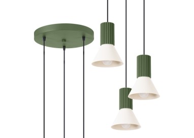 Lampe suspendue ESTRIA 3P beige/vert olive