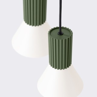 Lampe suspendue ESTRIA 3P beige/vert olive