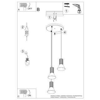 Lampe suspendue ESTRIA 3P beige/vert olive