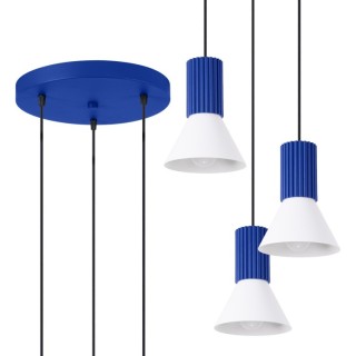 Lampe suspendue ESTRIA 3P blanc/ultramarine