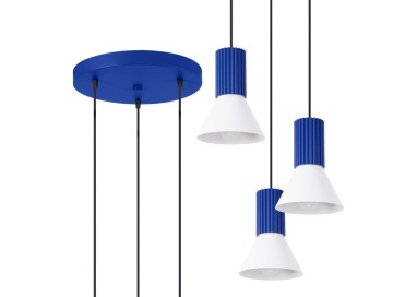 Lampe suspendue ESTRIA 3P blanc/ultramarine