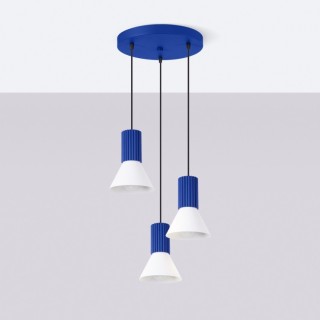 Lampe suspendue ESTRIA 3P blanc/ultramarine