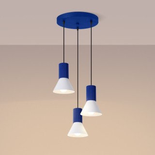 Lampe suspendue ESTRIA 3P blanc/ultramarine