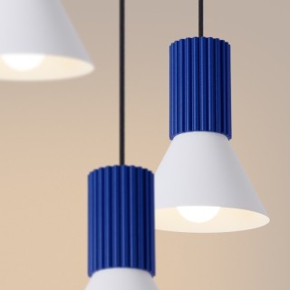 Lampe suspendue ESTRIA 3P blanc/ultramarine