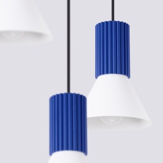 Lampe suspendue ESTRIA 3P blanc/ultramarine