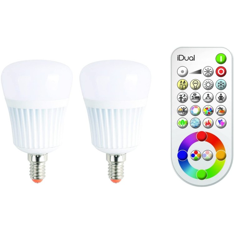 LED E14 470Lm RC 2PC, Verre, 7 W, Blanc