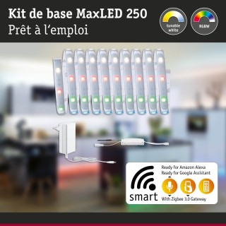 MaxLED 250 Strip LED Smart Home Zigbee 3.0 Kit de base 3m RGBW+ 3m revêtue IP44 15W 200lm/m 30 LEDs/m RGBW+ 36VA