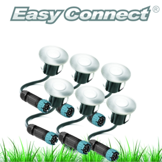 Lot de 6 mini balises LED à encastrer blanc froid 65400 Easy Connect