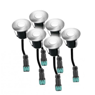 Lot de 6 mini balises LED à encastrer blanc froid 65400 Easy Connect