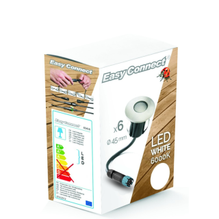 Lot de 6 mini balises LED à encastrer blanc froid 65400 Easy Connect