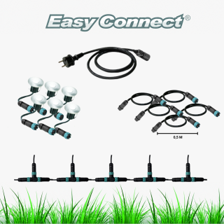 Set de 6 mini encastrés DECK ø 45mm - Led Blanche -0,8W/unit + Connecteur