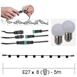 Guirlande FESTIVE "Classic" 5 m - 8 Ampoules E27/LED 1W - 230V - Ball WARM