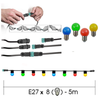 Guirlande guinguette jardin LED 8 ampoules colorées 63045 Easy Connect
