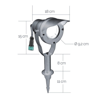 Spot led extérieur 6.5W 520lm aluminium socle piquet 65270 Easy Connect