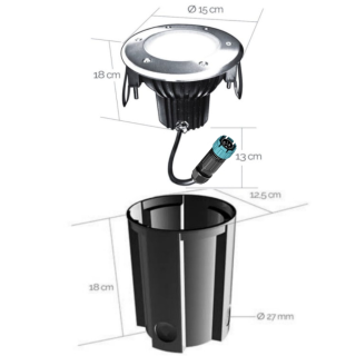 Gros spot rond blanc chaud LED 8W pour béton ou terre 65596 Easy Connect