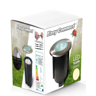 Gros spot rond blanc chaud LED 8W pour béton ou terre 65596 Easy Connect