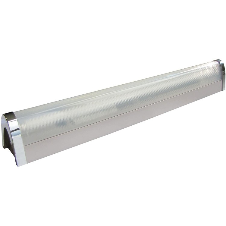 copy of Applique Salle de Bain Blanche avec Tube Fluo, Plastique, 13 W, Blanc, diffuseur + Interrupteur + Prise Tibelec