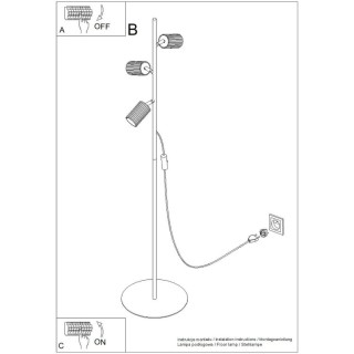 Lampadaire KARBON 3 blanc - Sollux
