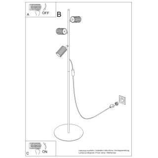 Lampadaire KARBON 3 ocre rouge