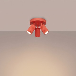 Plafonnier KARBON 3P rouge - Sollux